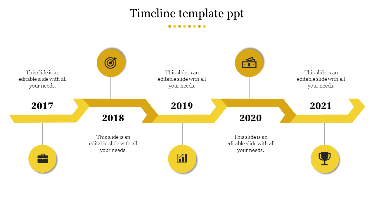 Free - Innovative Timeline Template PPT with Five Nodes Slides